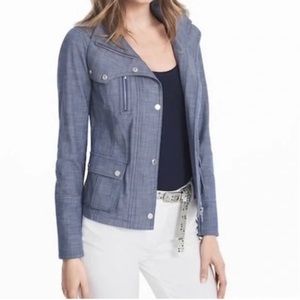 White House Black Market - Denim chambray moto field jacket
